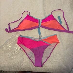Vibrant Pink and Orange Bikini Set